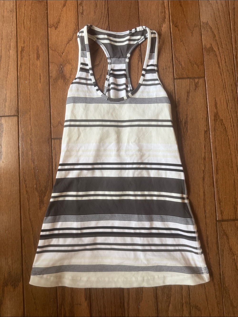 lululemon athletica White and Gray Striped Racerback Tank